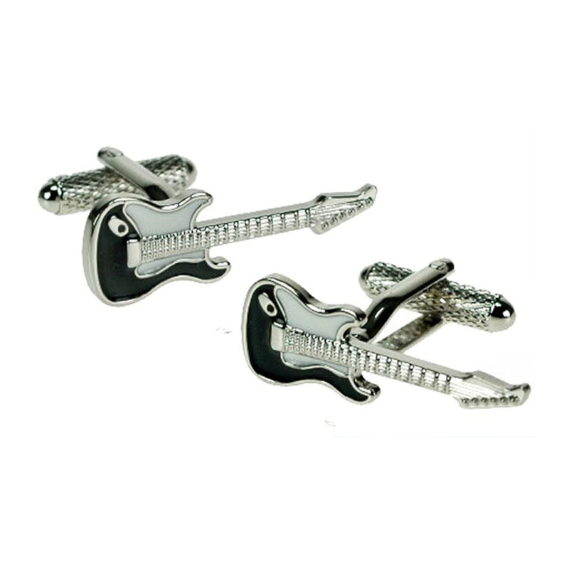 Black Silver Electric Guitar Cufflinks