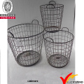 Round Set 2 Handmade Rustic Decorative Wire Mesh Basket