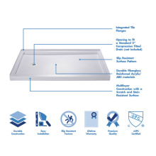 Cupc Approved Quality Tile Flange Acrylic Shower Pan