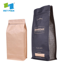 Bolsas de café de papel kraft forradas de aluminio biodegradable, bolsillo de comida kraft de aluminio