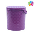 Round Weave Design Plastic Storage Bucket with Handle (SLT003)