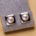 Square Freshwater AAA Button Fashion Fancy Pearl Earring