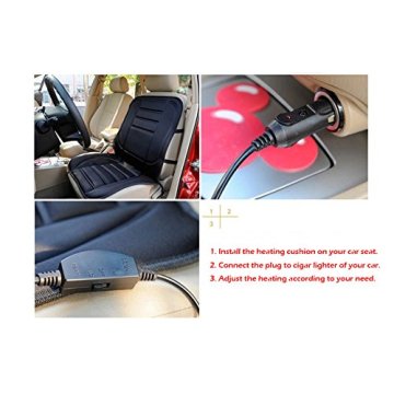 Black Heat Massage Car Seat Cushion with Lumbar Therapy