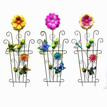 Decoração de metal colorido vívido Jardim da mola Flower Fence Craft