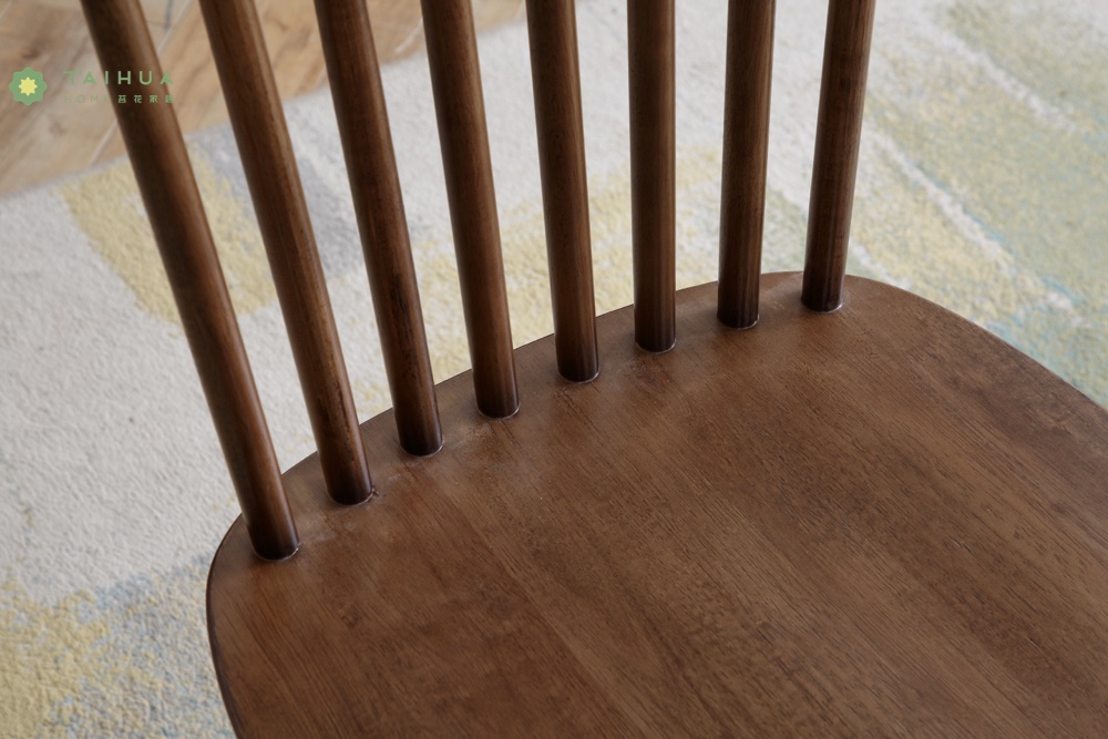 Dark Rubber Wood High Back Dining Chair