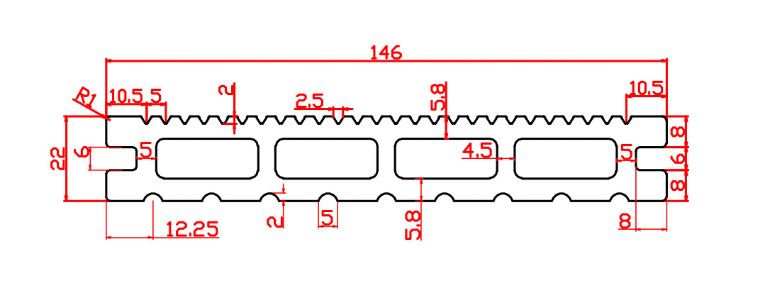 146 x22mm 4 holes plank