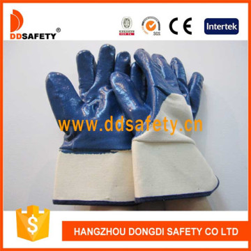 Nitrile bleu revêtue des gants de doublure et de doigt Dcn309