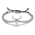 Goat Skull Charm Bead Bracelet for Men