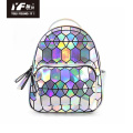 Custom wholesale top fashion high quality PU leather geometric reflective Fashion waterproof leather reflective ladies backpac