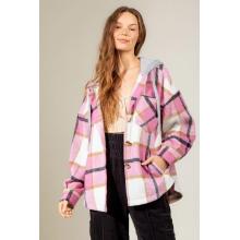 Womens Casual Plaid Shirt Jacket Coats