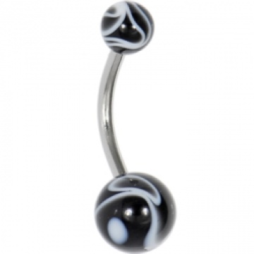 Black Marble Belly Button Ring