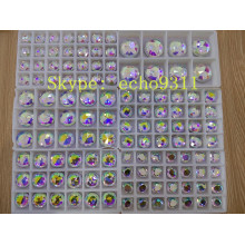 Ab Round Glass Stone with Holes Flat Back Stones