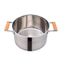 Glass lid straight cooking pot with wooden handle!