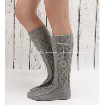 Manufacture Factory Cheap Wholesale Custom Knit Boot Socks Fleece Welly