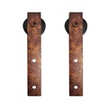 Industrial Barn Sliding Wood Door Hardware Set Roller Rust Style