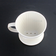 Белая керамическая капельница для кофе с ручкой