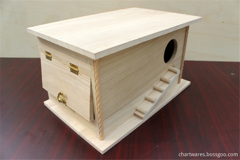 wooden bird house with stair and rest