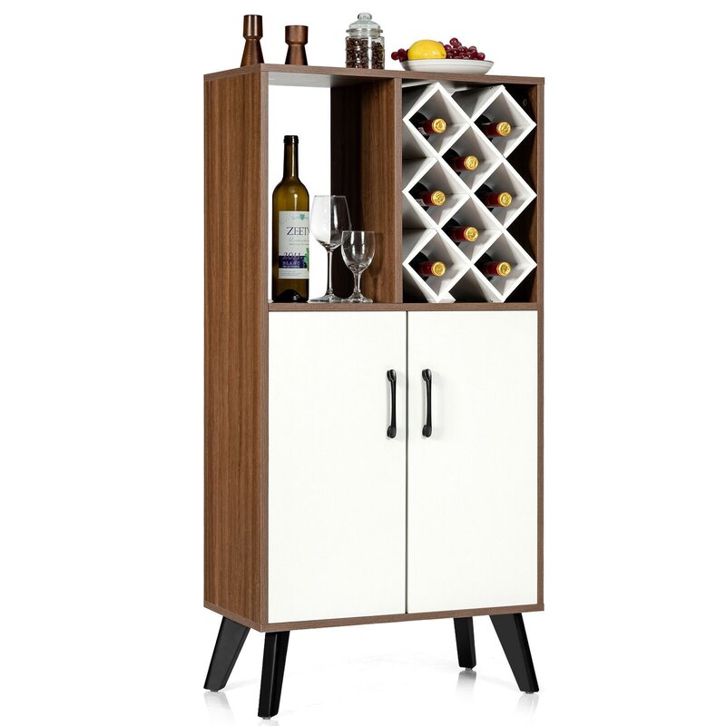 Bar Cabinet Wooden Buffet Sideboard Storage Cupboard With Wine Rack 1