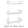 Aluminum Wall Mounted Two Tiers Bathroom Storage Holder