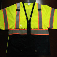 Safety T-Shirt with Reflective Caution Band 100%Polyester Knitting Fabric