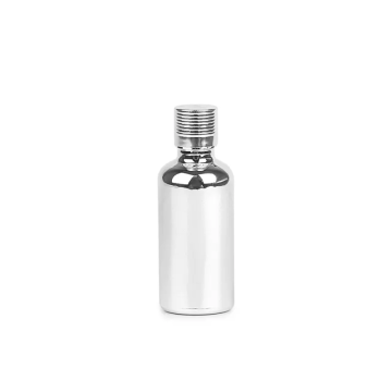 Electroplating Silver Cosmetic Round Glass Serum Bottle 15ml