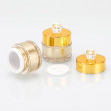 manufacturers empty plastic acrylic gold color diamond top 5g cosmetic sample eye cream bottle