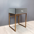 clear mirror rose gold 1 drawer bedside