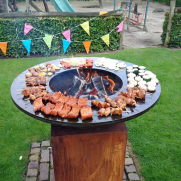 Wood and Charcoal Fuel Corten Steel Bbq Grill