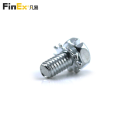 White Zinc Slotted Hex Head SEMS Screws with External Tooth Washer