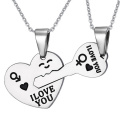 Stainless Steel Couples Love Key Pendant