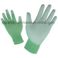 Gants de travail en Nylon vert avec paume PU enduit (PN8004G)