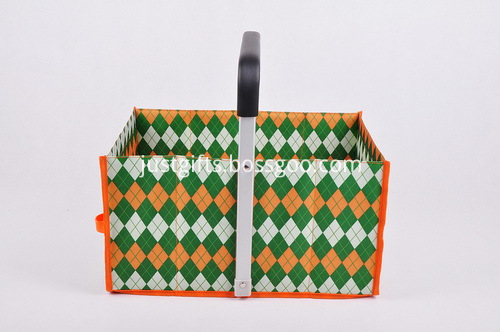 Custom Tweed Folding Shopping Basket - Single Handle