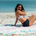 Viagem orgânica toalha de praia redonda com franja