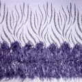 Purple Glitter Feather Lace Tulle Mesh Fabric