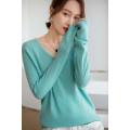 V-neck custom yarn top Casual cashmere sweater