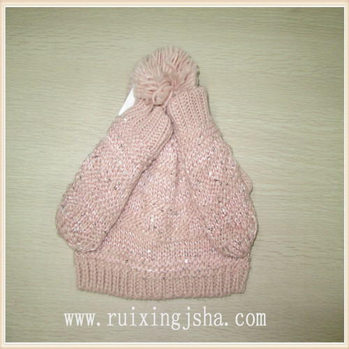 kids acrylic knit winter gloves hat