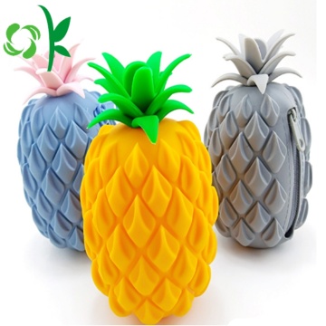 Porte-monnaie en silicone de forme ananas avec fermeture à glissière