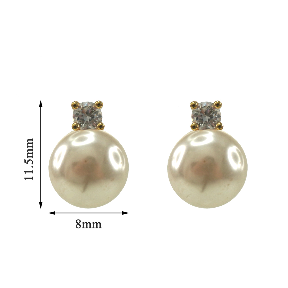 Fashion Jewelry Pearl stud Earrings with CZ