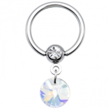 14 Gauge Aurora Austrian Crystal Dangle Captive Ring