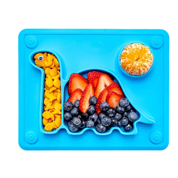 Cute Dinosaur Silicone Suction Divided Plates for Babies