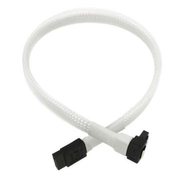 White Sleeving Right Angle to Straight SATA Cable