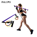 Melors ajustável e portátil Yoga Pilates Exercise Stick Kit de barra de pilates com bandas de resistência para treino de corpo inteiro