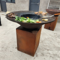 Portable en bois extérieur brûlant Corten Steel Metal BBQ