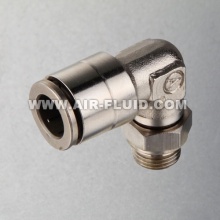 Nickel-Plated Brass Push-to-Connect Fitting, Swivel ,90 Degree Elbow.