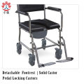 Movable Steel Foldable Commode Chair With Four Wheels
