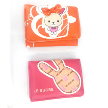 Portefeuille de lapin mignon à trois volets, sac à main rose lapin pliante