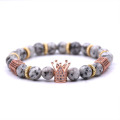 Personalizado azul piedras preciosas corona corona pulsera para hombre