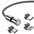 3-en-1 540 Rotar el cable de carga USB magnético