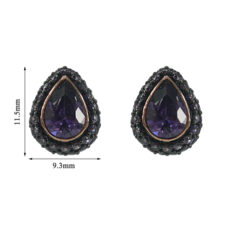 teardrop waterdrop studs purple