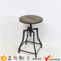 Retro Custom Wood Metal Round Bar Stools